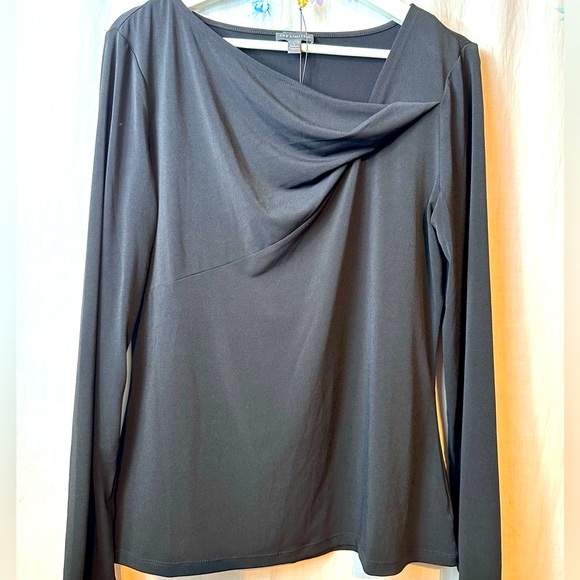 THE LIMITED - Women's STRETCH TOP Long-Sleeves Sz L - Solid BLACK - Picture 1 of 6
